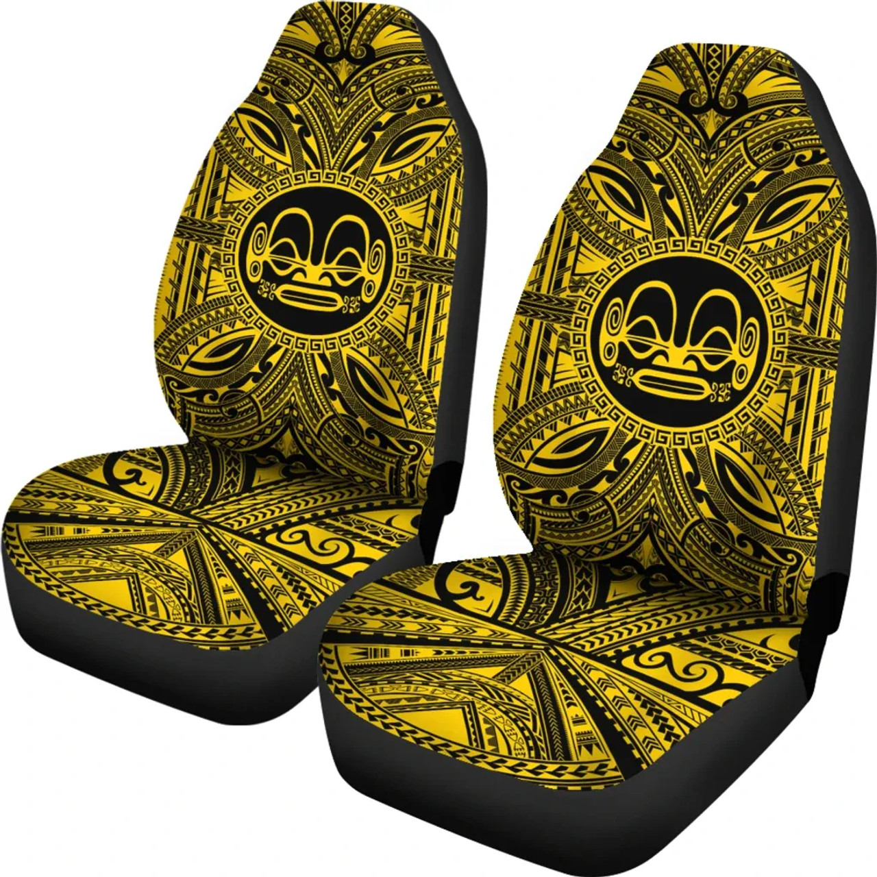 Marquesas Islands Car Seat Cover - Marquesas Islands Coat Of Arms Polynesian Gold Black