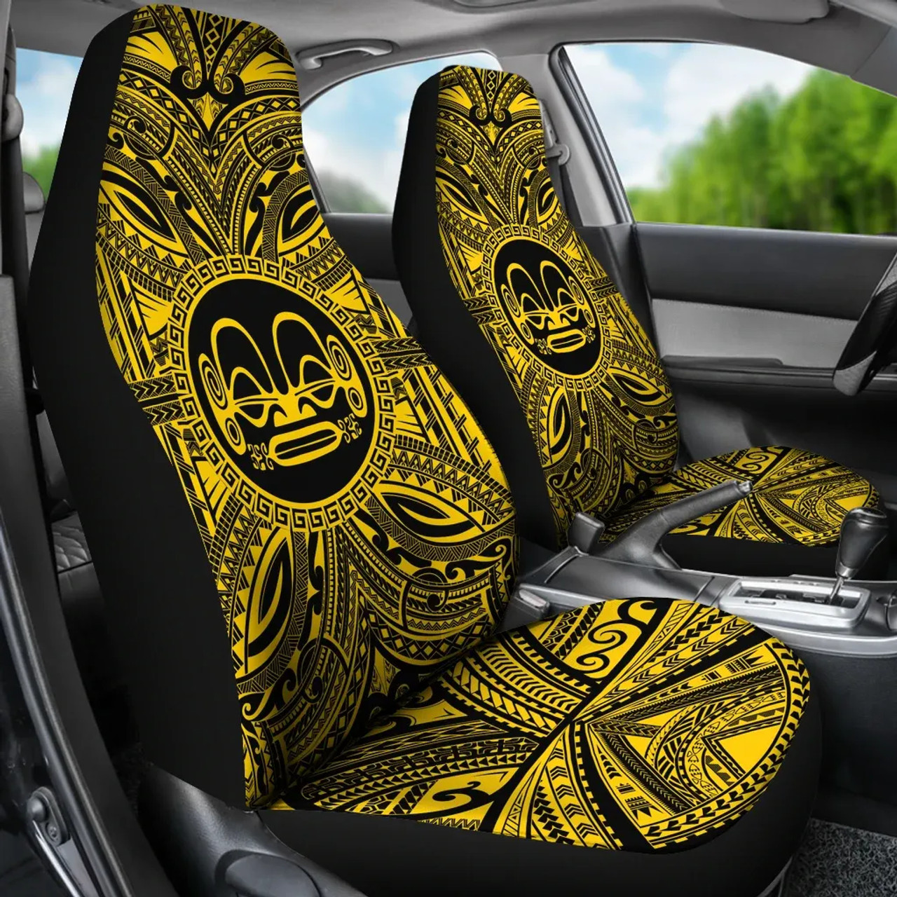 Marquesas Islands Car Seat Cover - Marquesas Islands Coat Of Arms Polynesian Gold Black