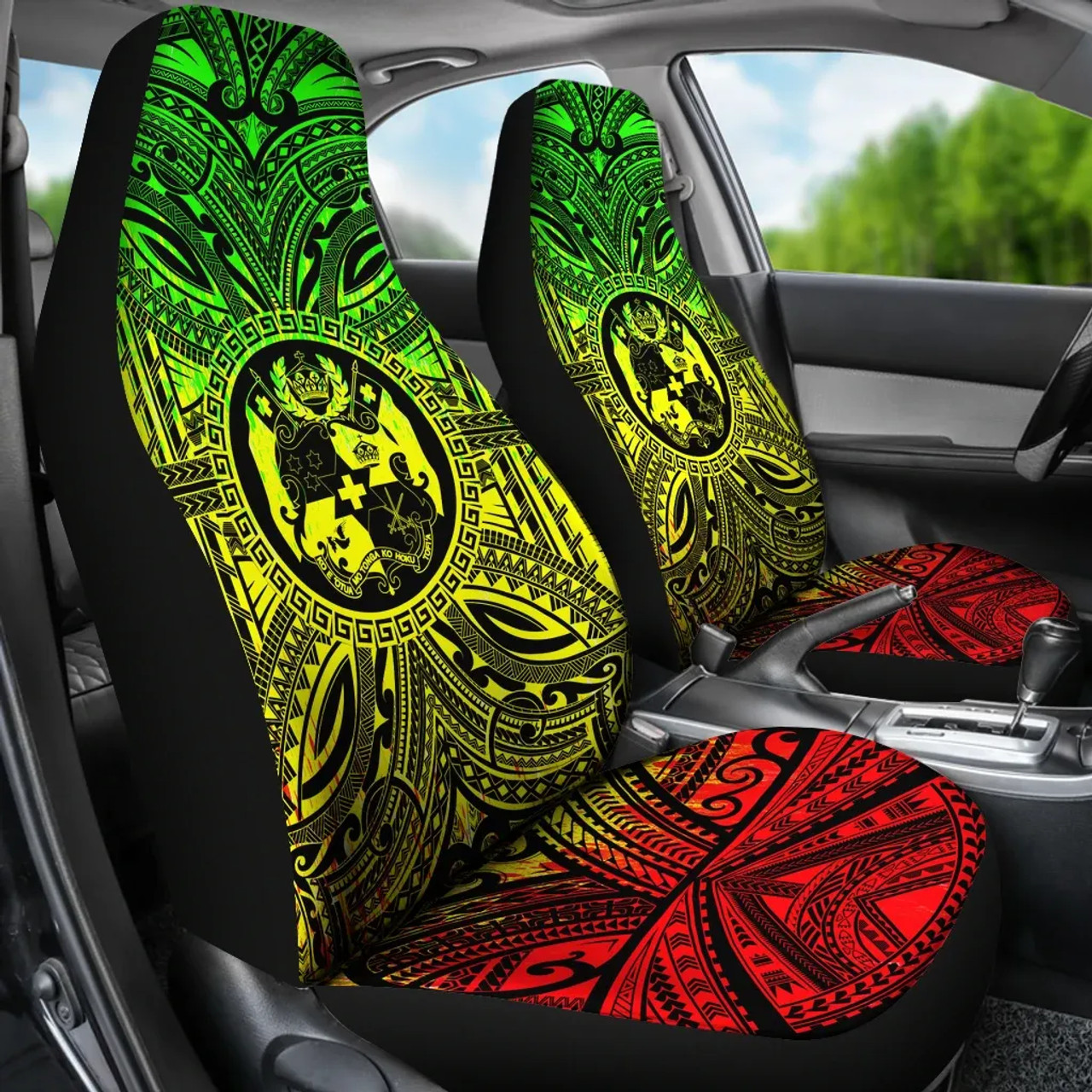 Tonga Car Seat Cover - Tonga Coat Of Arms Polynesian Reggae Style