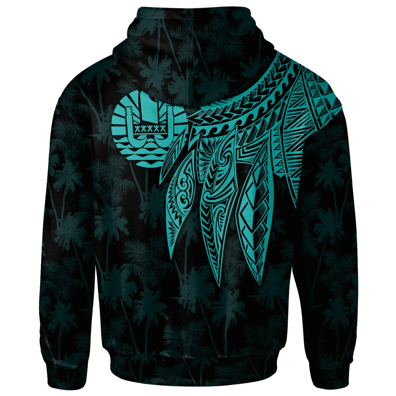 Tahiti Personalised Hoodie - Polynesian Wings (Turquoise)