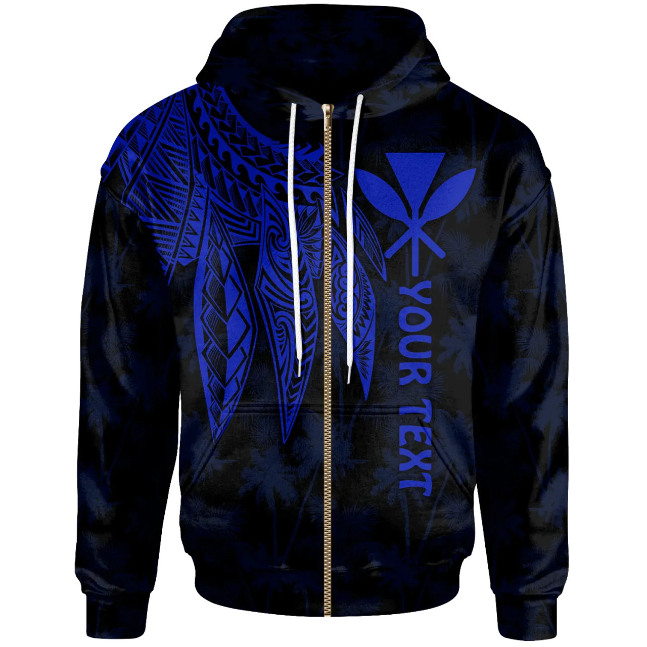 Polynesian Hawaii Kanaka Maoli Personalised Hoodie - Polynesian Wings (Blue)