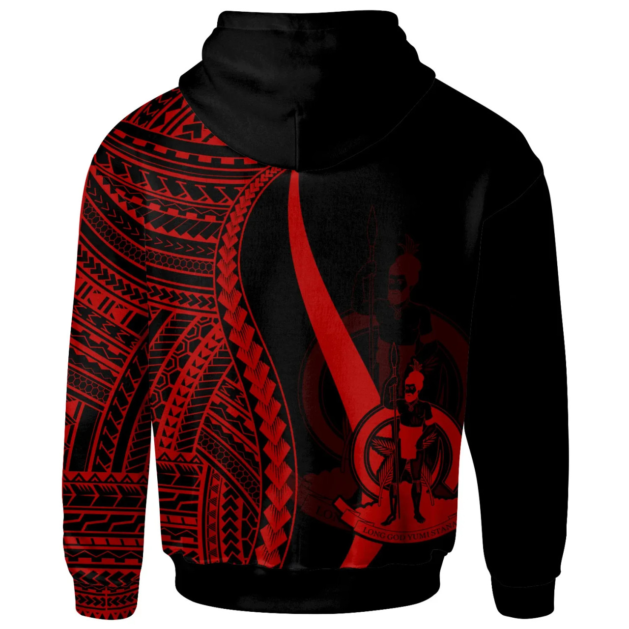 Vanuatu Custom Personalised Hoodie Red - Tentacle Tribal Pattern