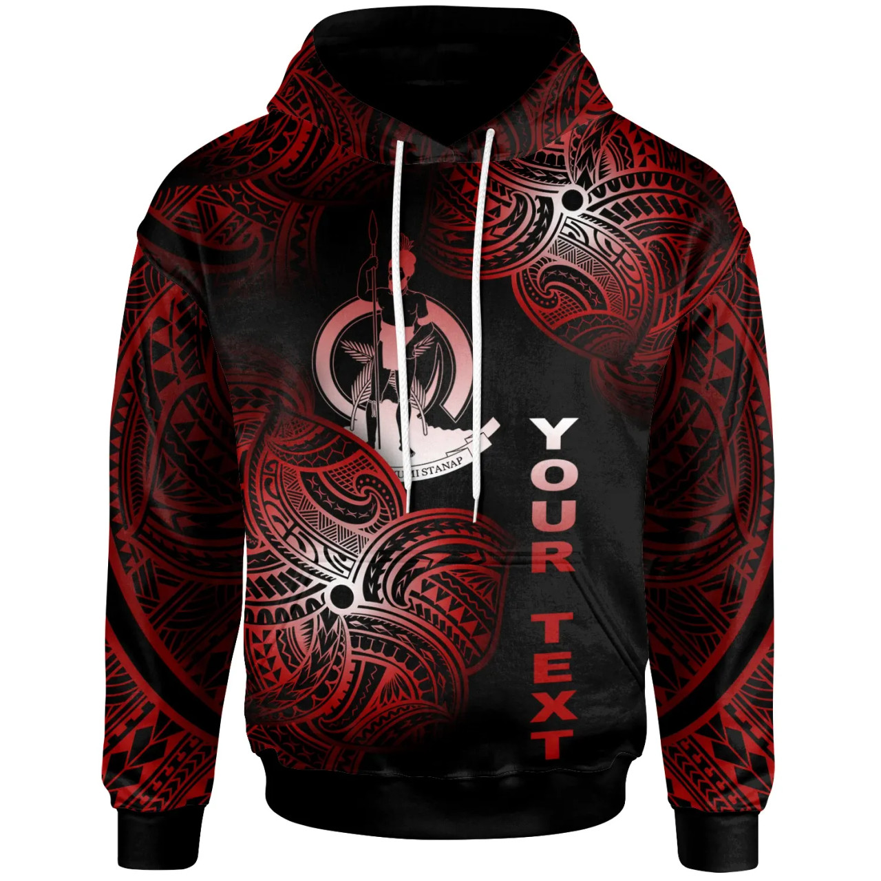 Vanuatu Polynesia Custom Personalized Hoodie - Vanuatu Tribal Flower Red