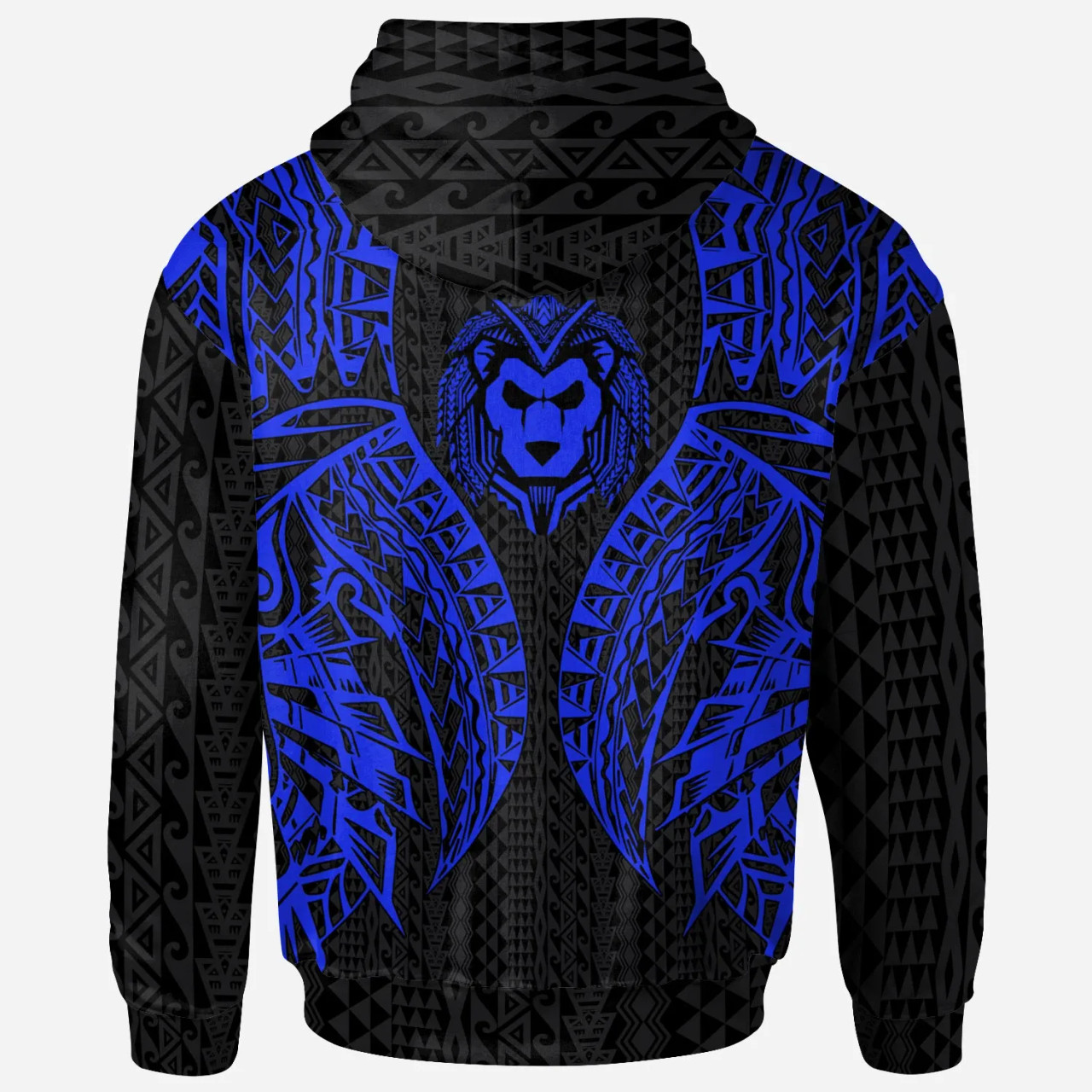 Vanuatu Hoodie - Polynesian Lion Head Blue Style