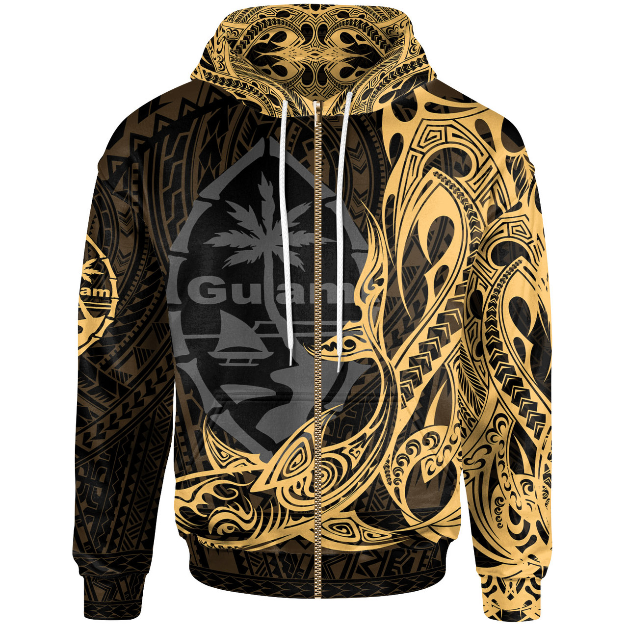 Guam Hoodie - Guam Seal With Shark Gold Color 1