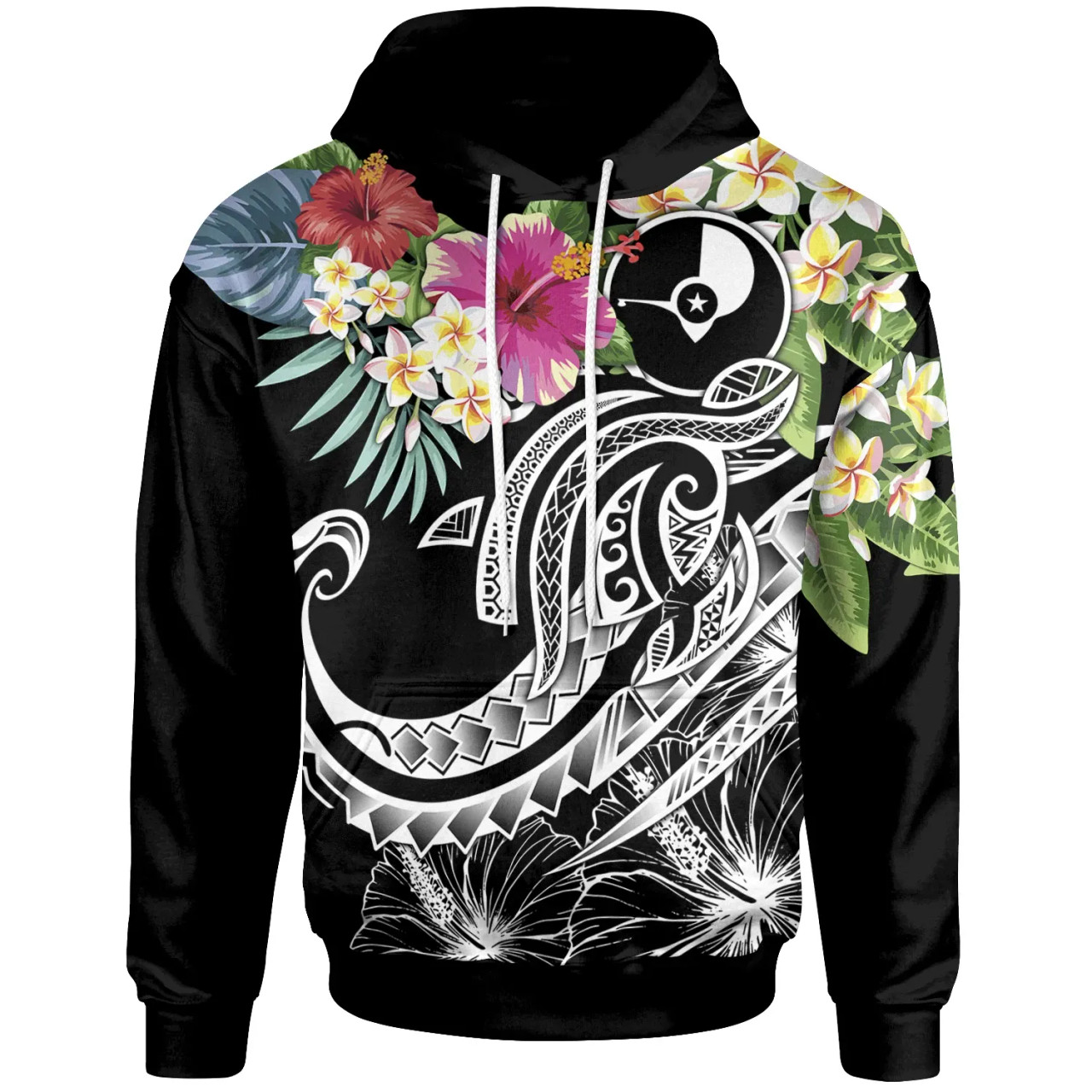 YAP Polynesian Hoodie - Summer Plumeria (Black)