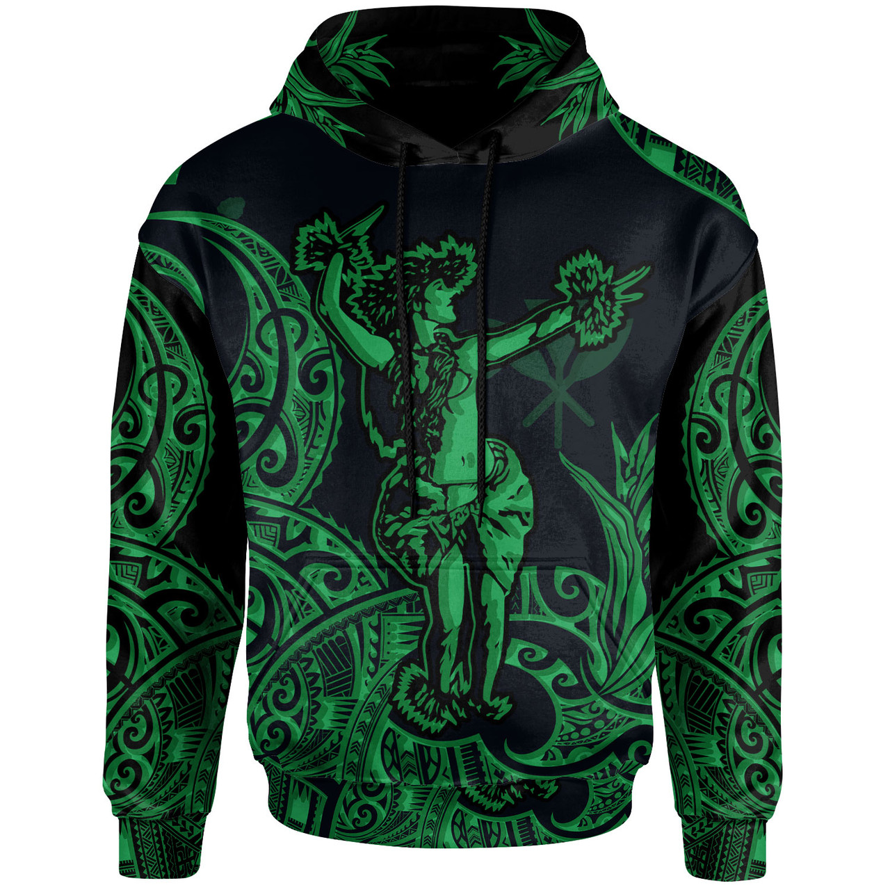 Polynesian Hawaii Hoodie - Hula Girl Green