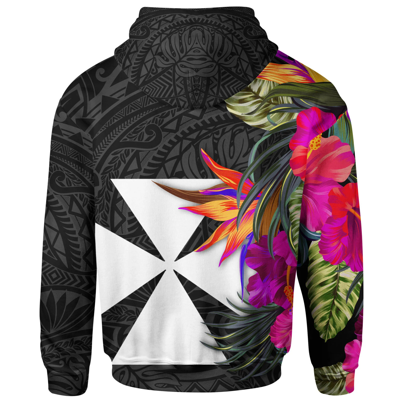 Wallis nd Futuna Hoodie - Hibiscus Polynesian Pattern