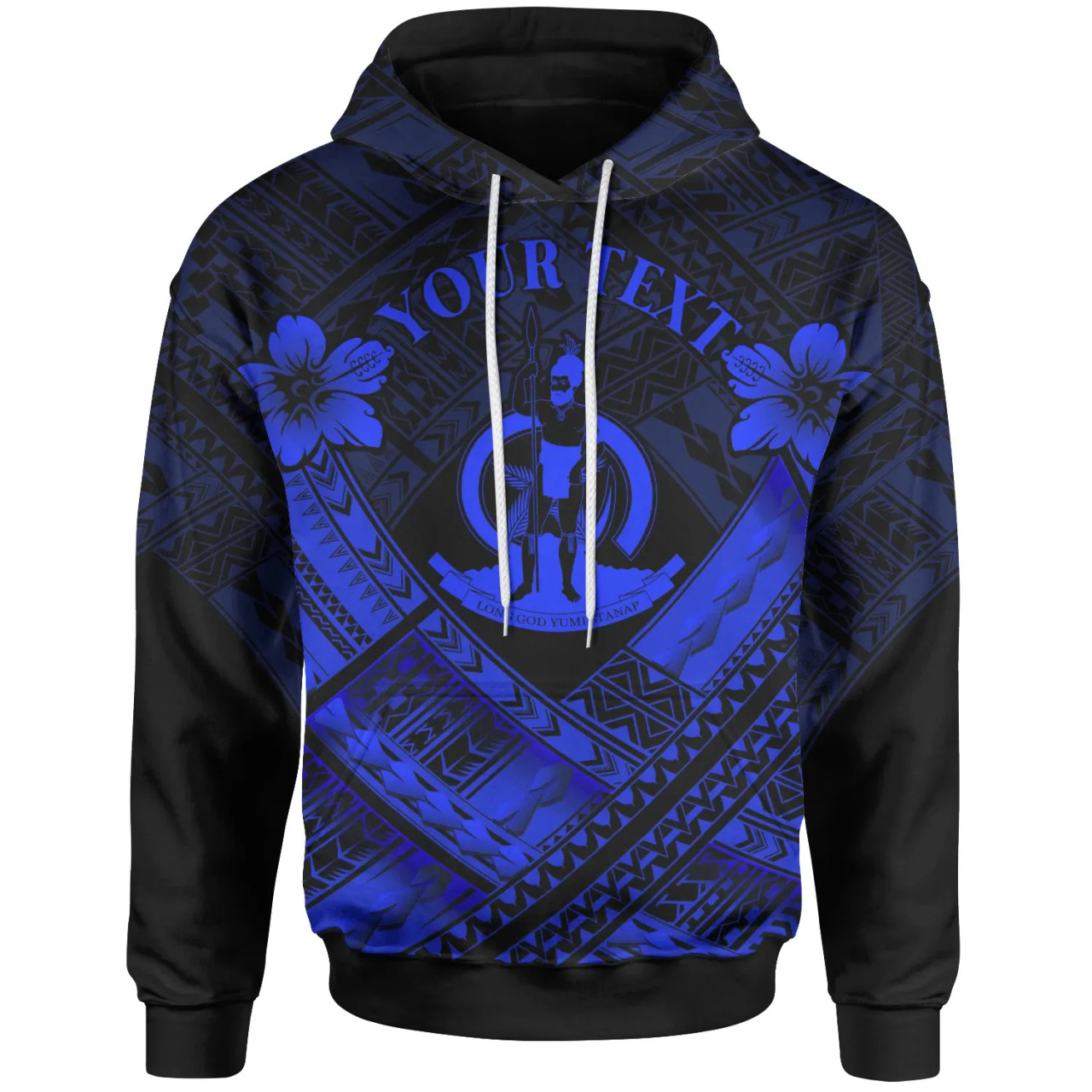 Vanuatu Custom Personalised Polynesian Hoodie - Vanuatu Blue Seal Camisole Hibiscus Style