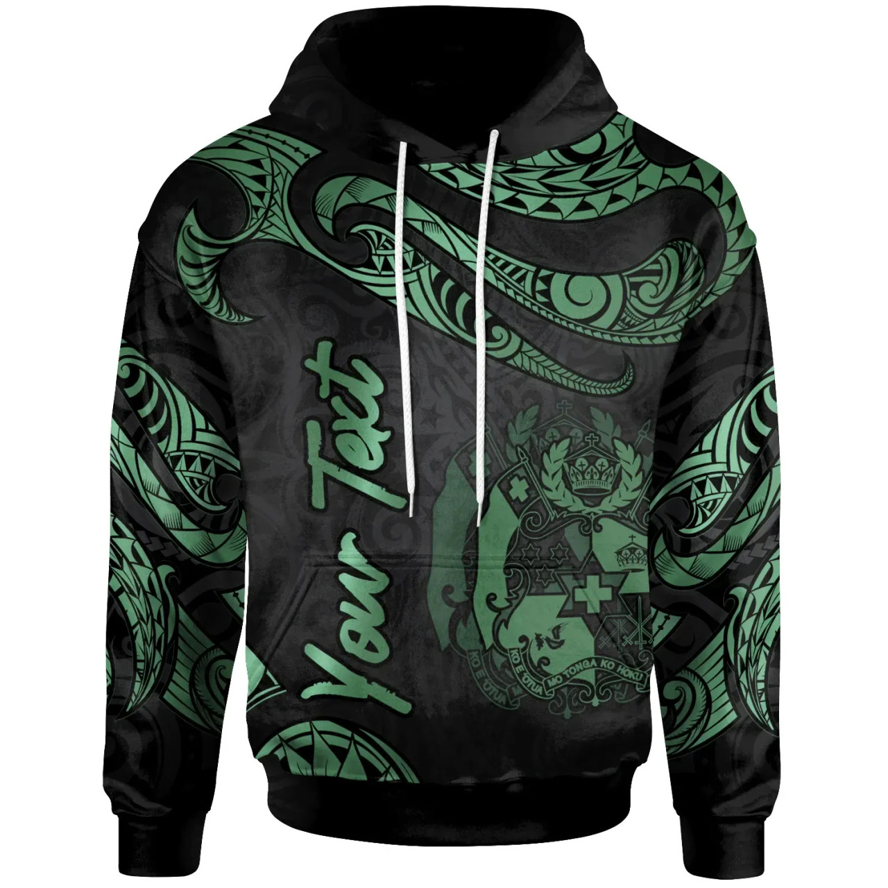 Tonga Polynesian Custom Personalised Hoodie - Poly Tattoo Green Version