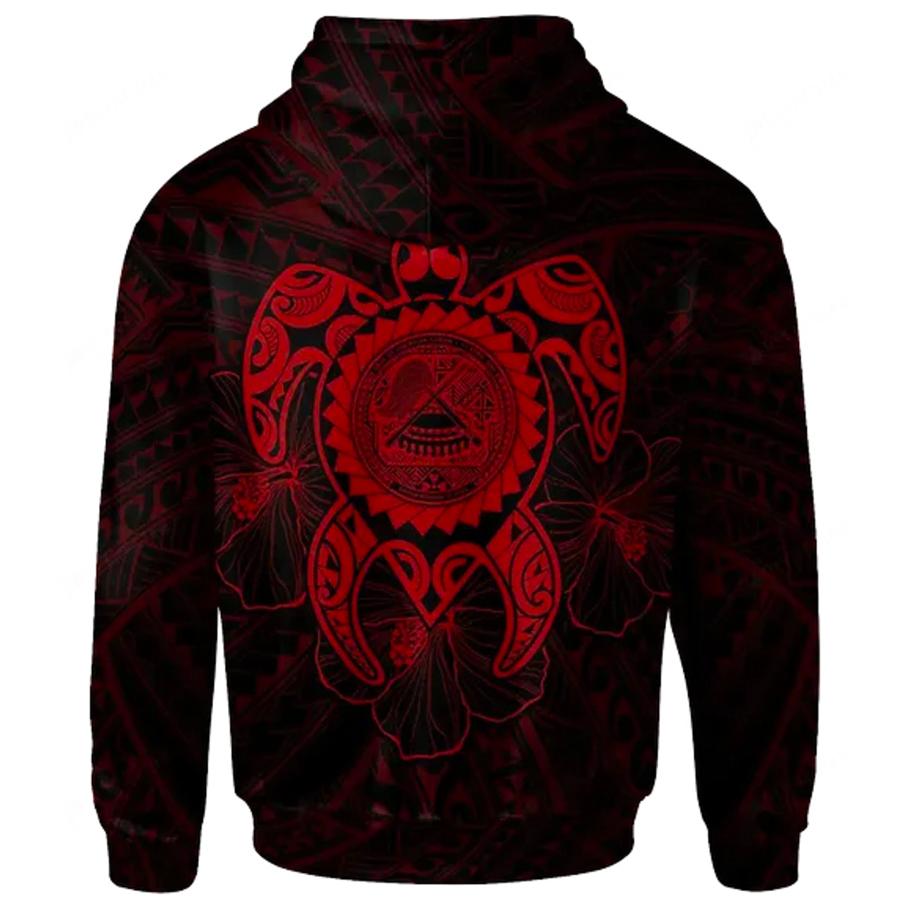 American Samoa Polynesian Hoodie - Vintage Polynesian Turtle (Red)