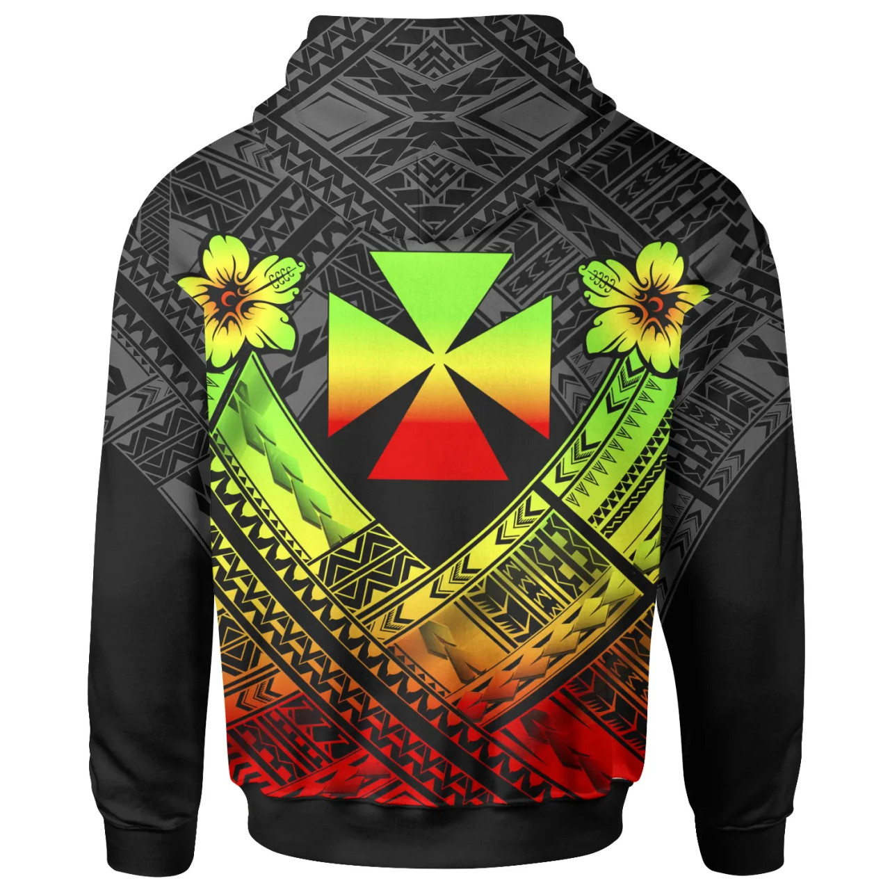 Wallis And Futuna Custom Personalised Polynesian Hoodie - Wallis And Futuna Seal Camisole Hibiscus Style (Reggae)