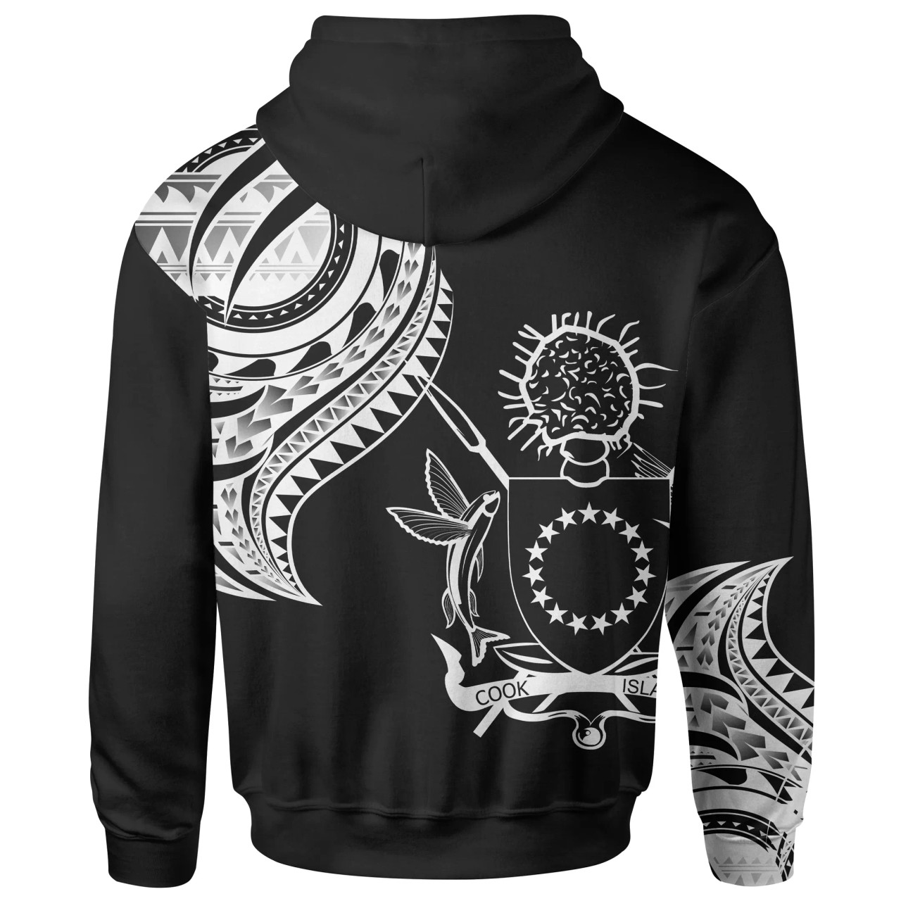 Cook Islands Custom Personalised Hoodie - Cook Islands Tatau White Patterns