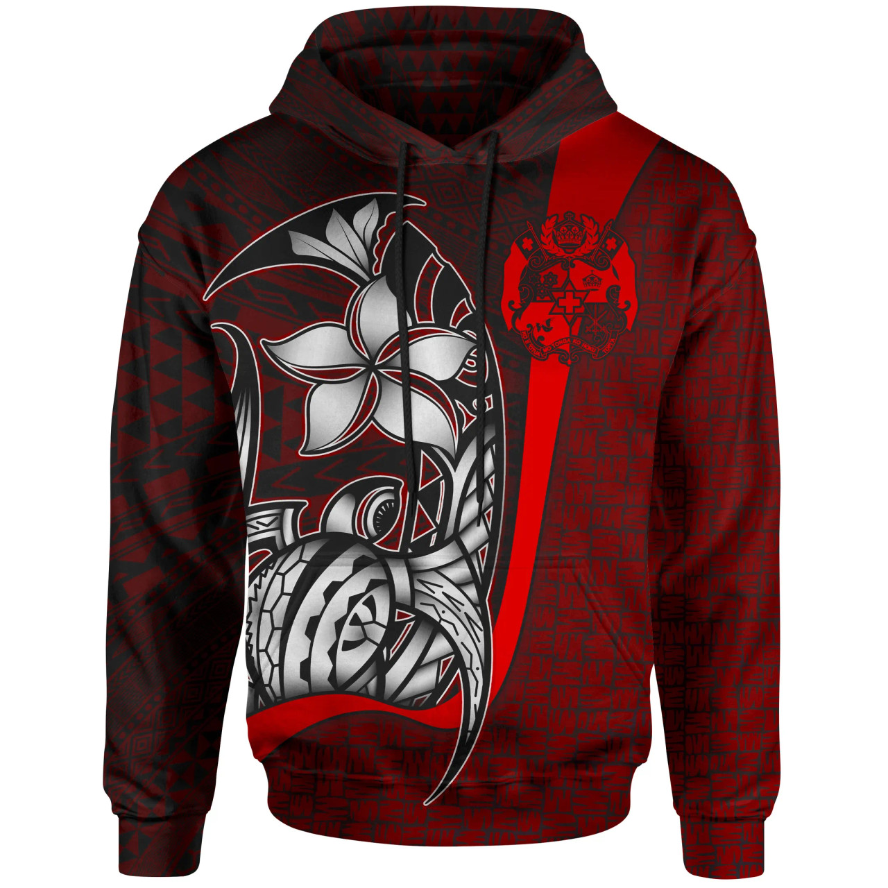 Tonga Polynesian Hoodie Red - Turtle with Hook