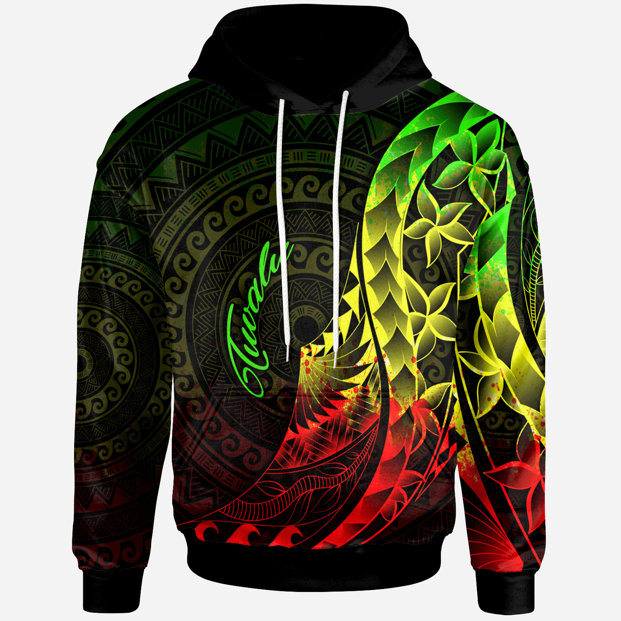 Tuvalu Hoodie - Polynesian Pattern Style Reggae Color