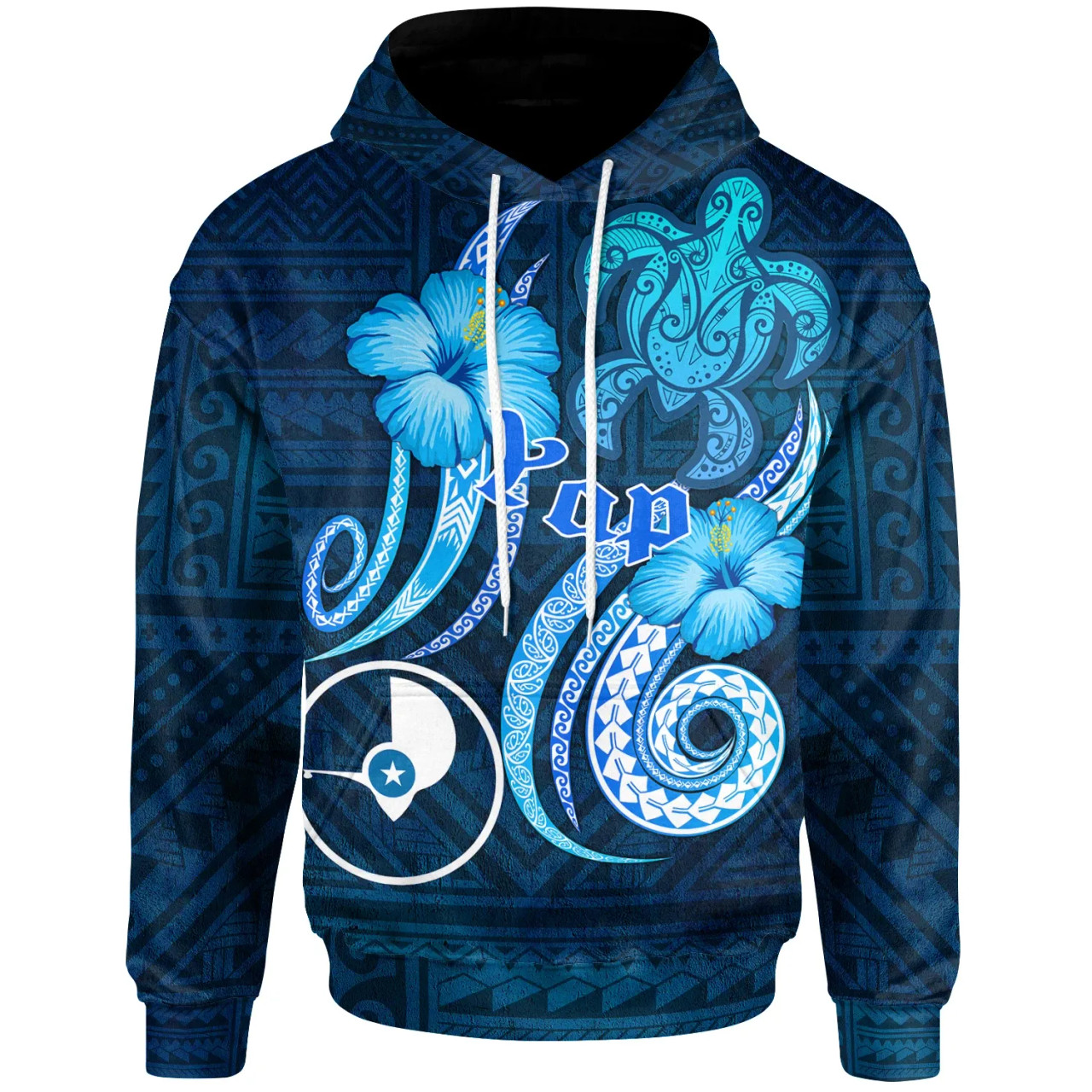 Yap Hoodie - Turtle and Tribal Tattoo Of Polynesian