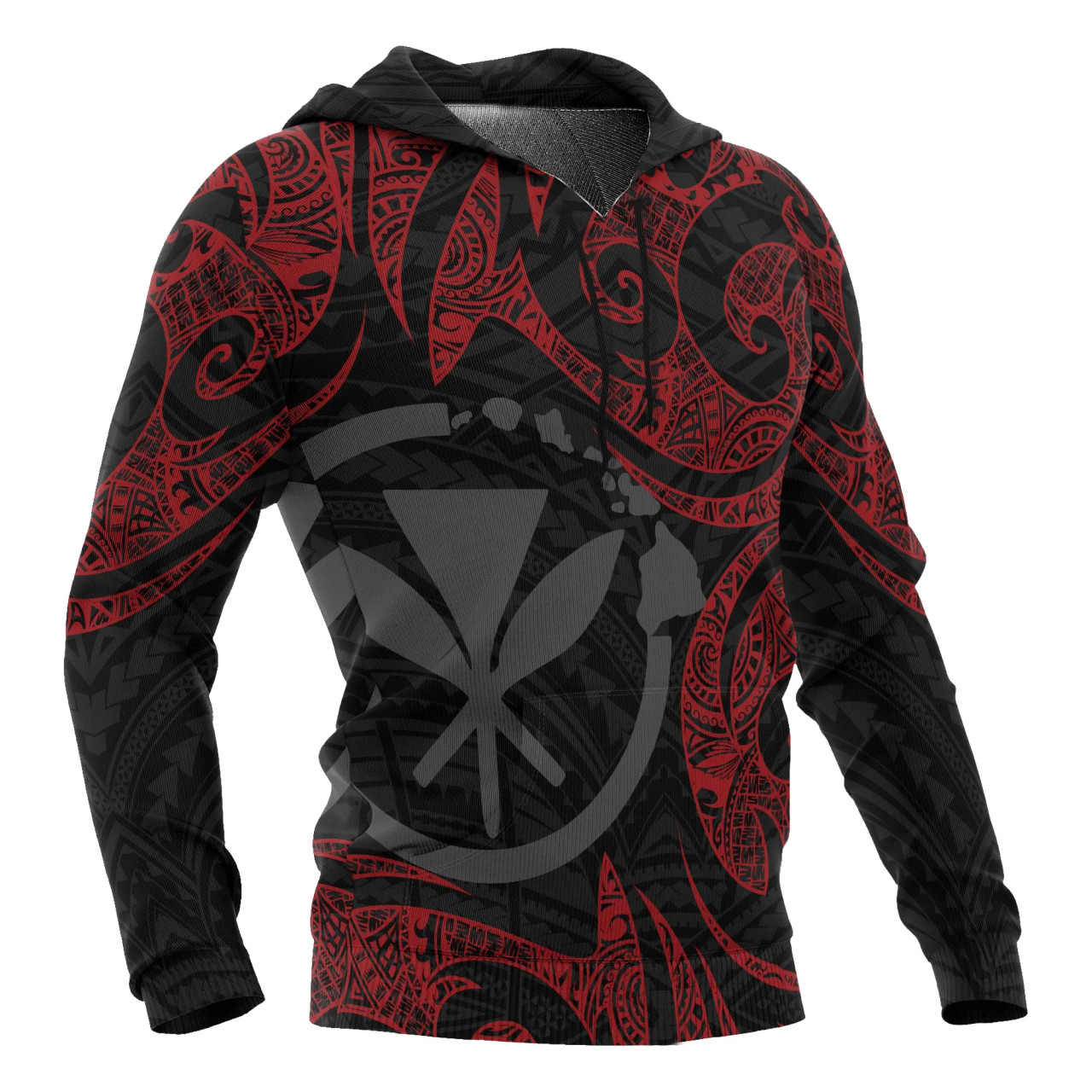 Polynesian Hawaii ll Over Hoodie - Red Tribal