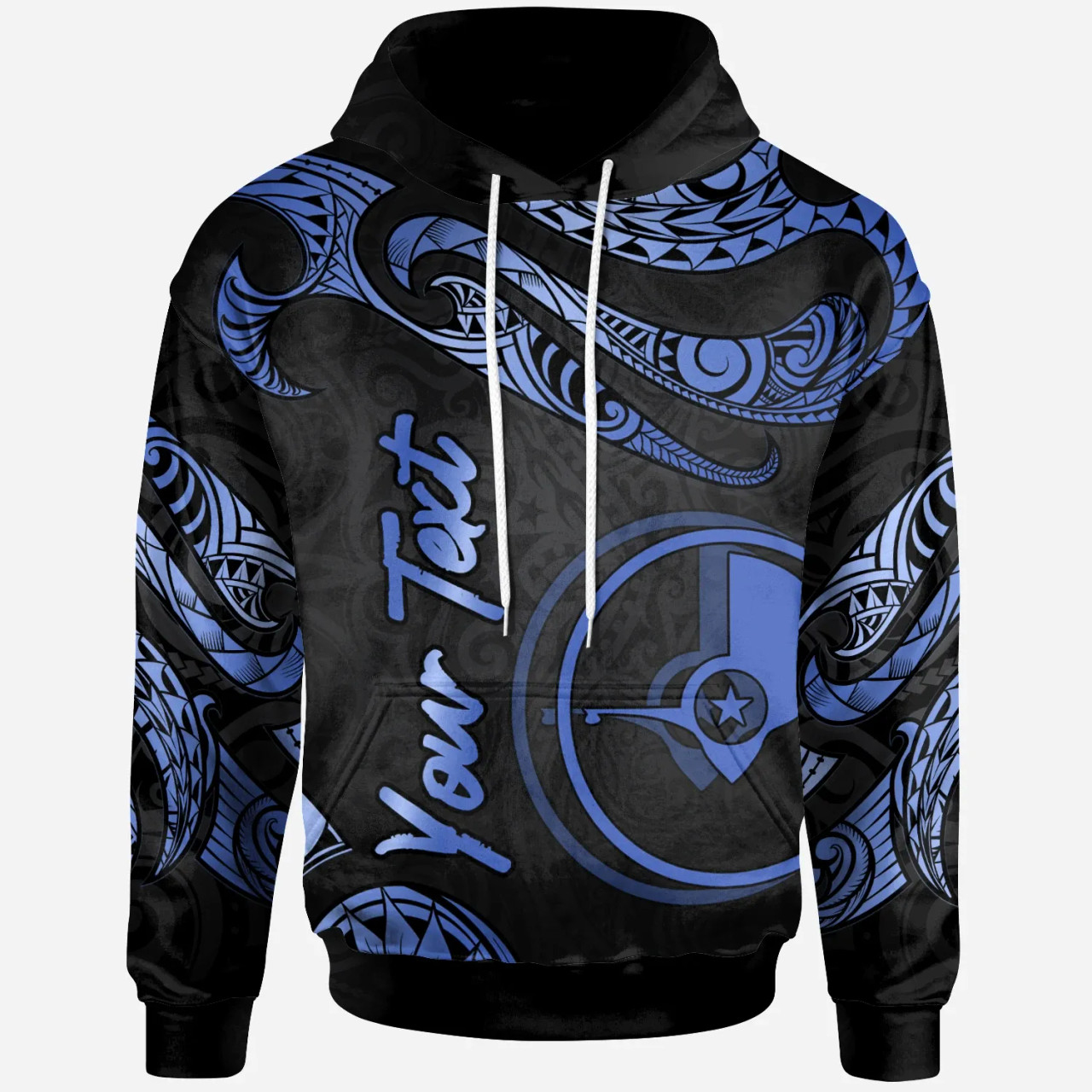 Yap Polynesian Custom Personalised Hoodie - Poly Tattoo Blue Version
