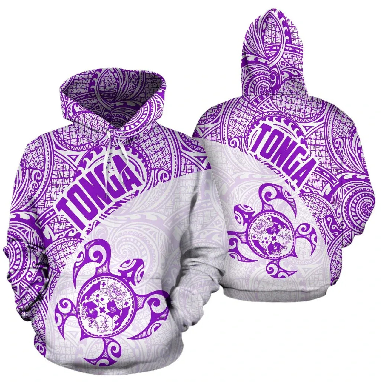 Tonga Hoodie - Tonga Coat of Arms In Turtle Polynesian Tattoo 10