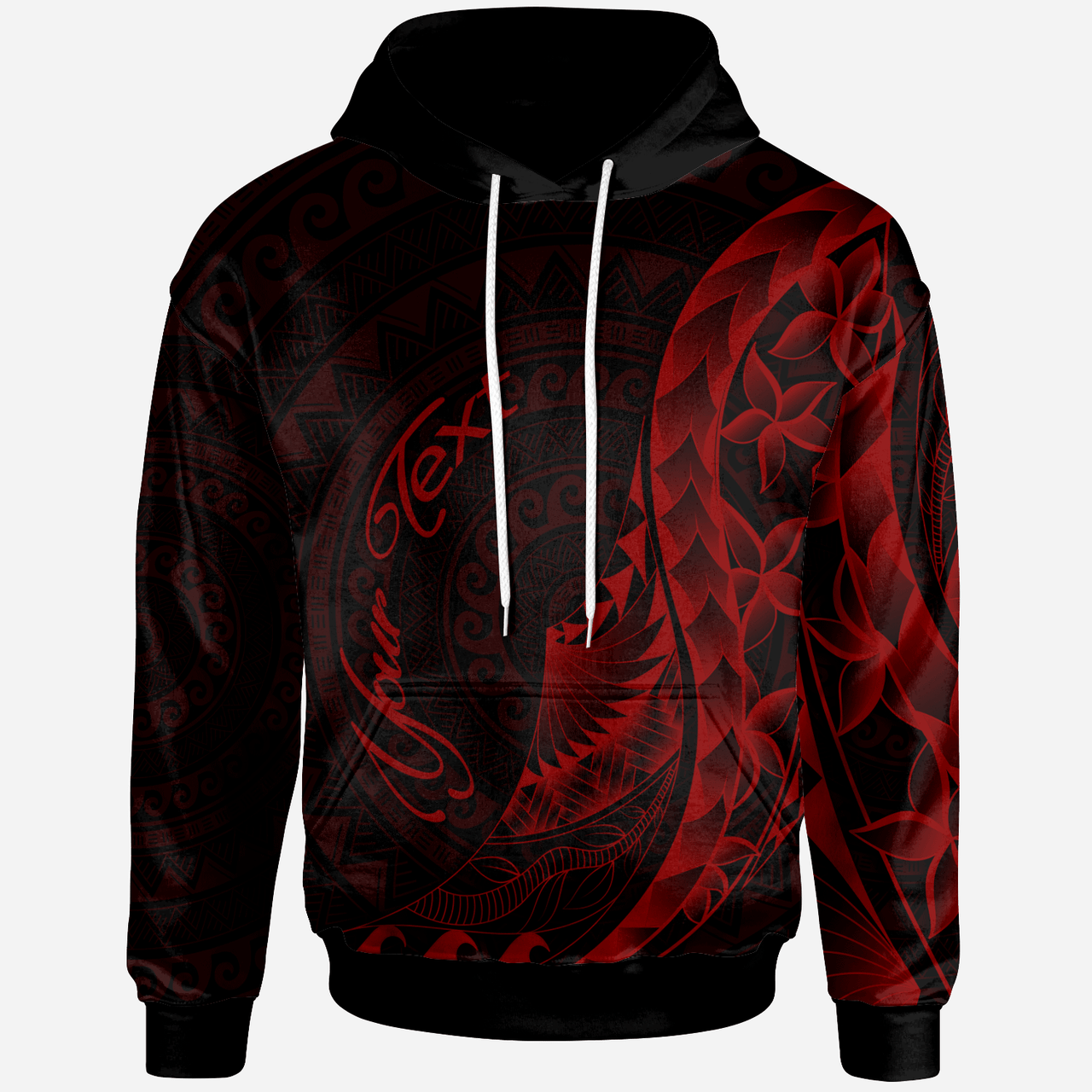 Tuvalu Hoodie - Custom Personalised Polynesian Pattern Style Red Color