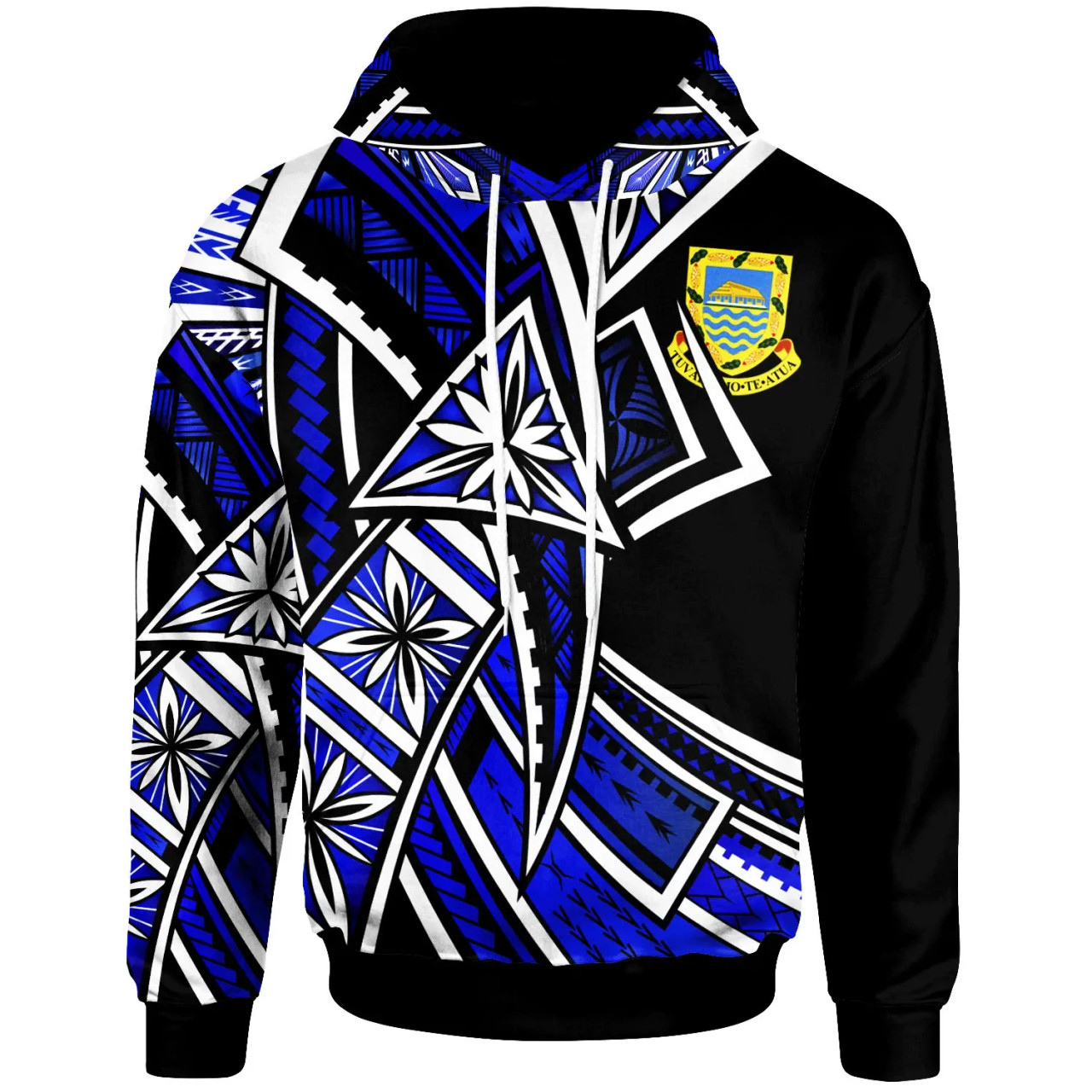 Tuvalu Hoodie - Tribal Flower Special Pattern Blue Color