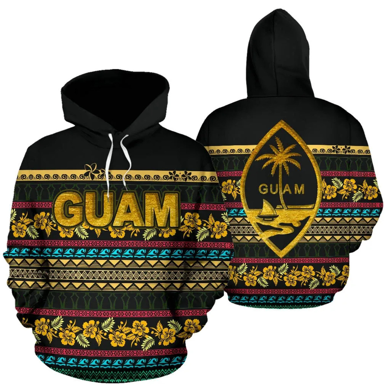 Guam Polynesian Hoodie - Guaman Latte Stone Pattern Color