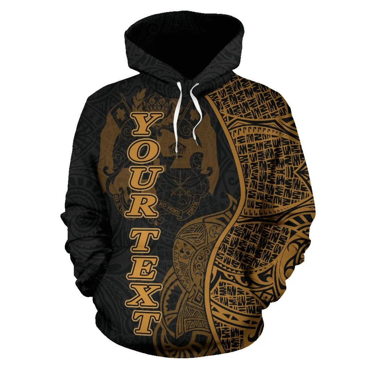 Tonga Polynesian Custom Personalised Hoodie Coconut Gold