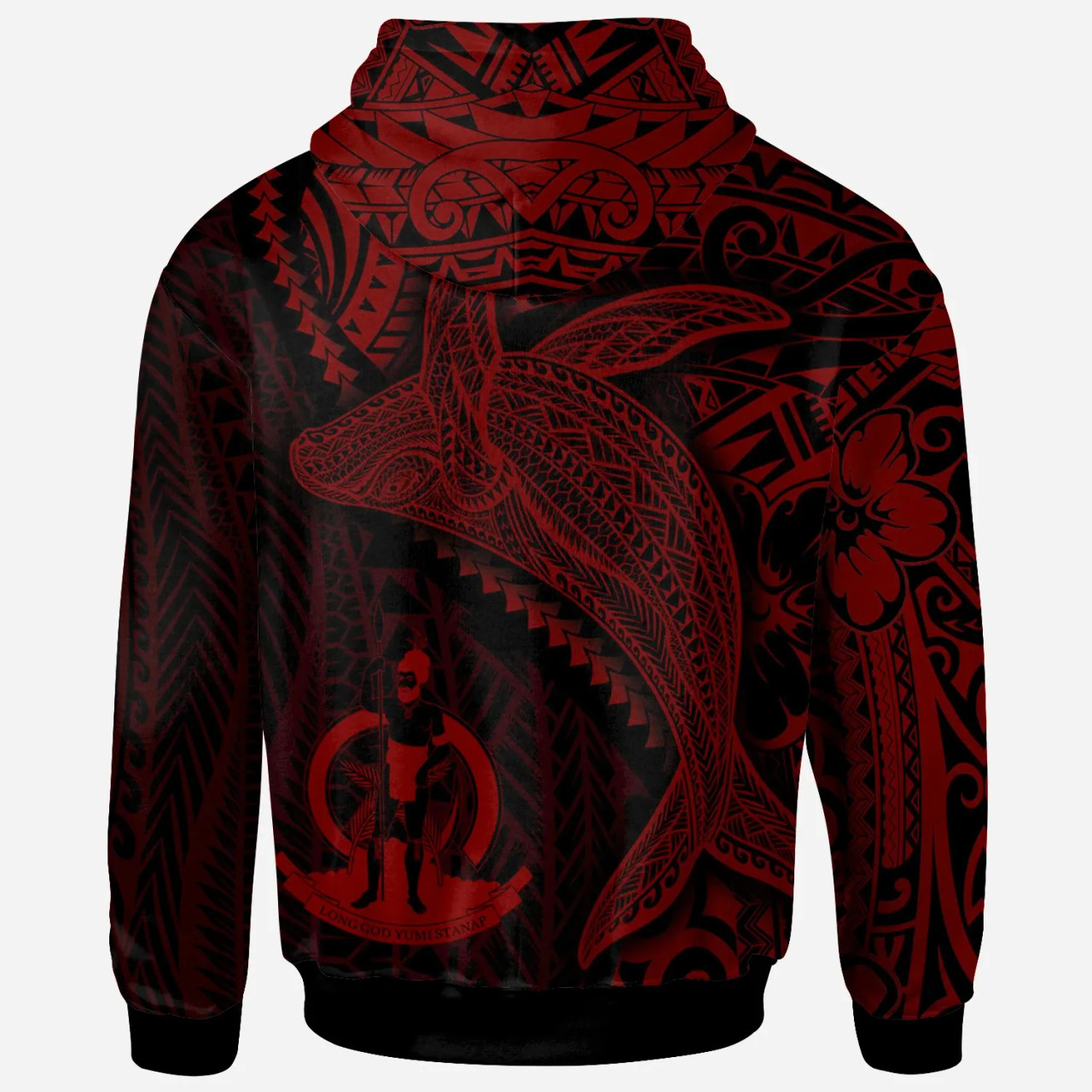 Vanuatu Hoodie - Humpback Whale & Coat of Arms Red