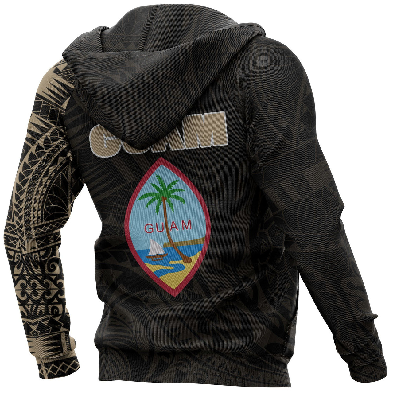 Guam Hoodie - Guam Coat Of Arms Polynesian Tattoo