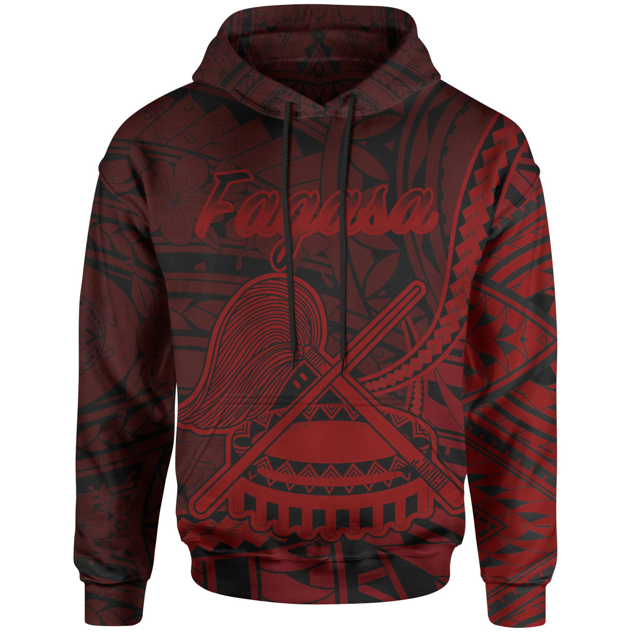 American Samoa Hoodie - Fagasa Polynesian Red Patterns