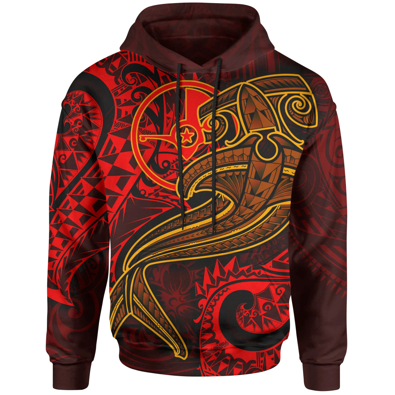 Yap Hoodie  - Red Shark Polynesian Tattoo