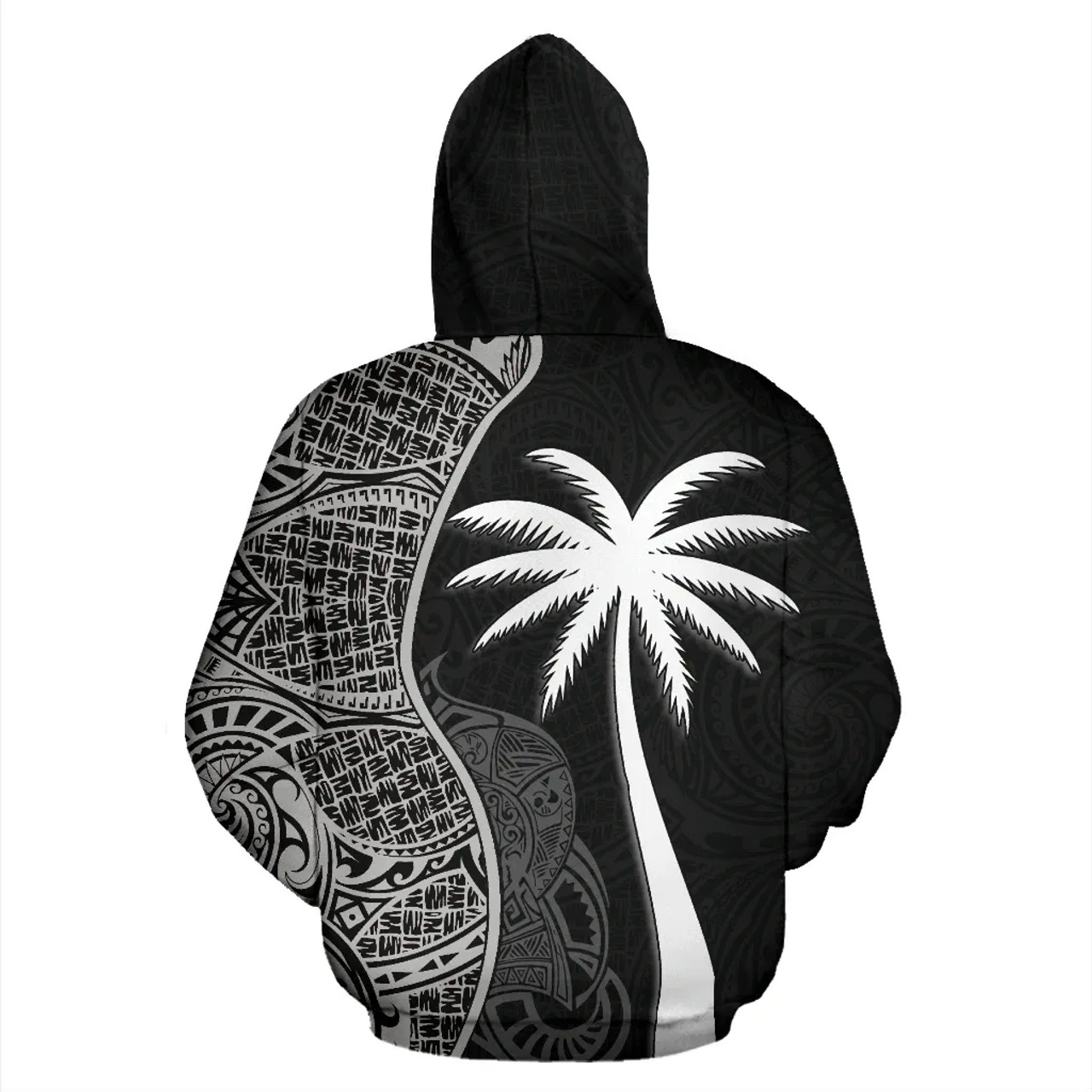 Tonga Polynesian Hoodie Coconut Tree Black