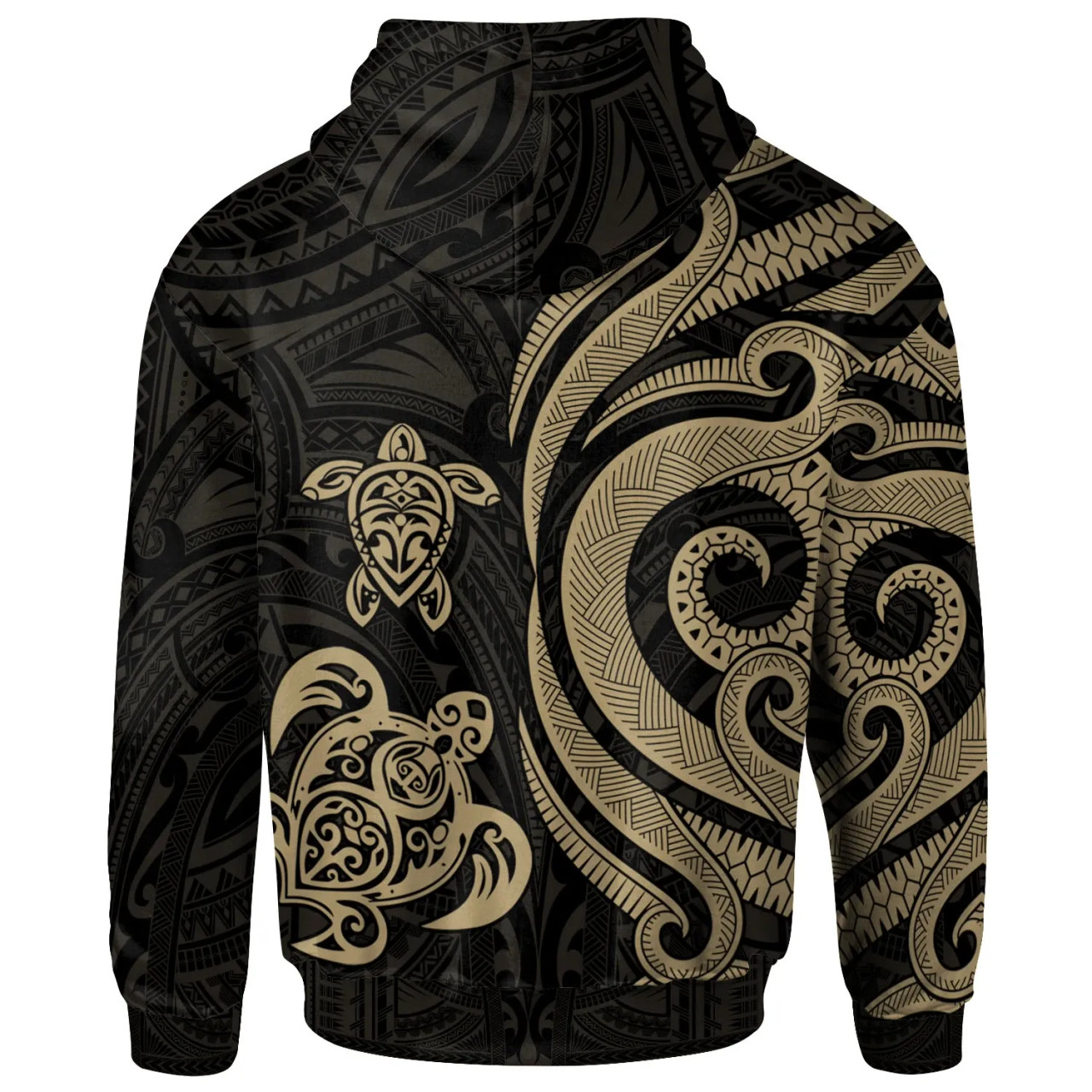 Tonga Polynesian Hoodie - Gold Tentacle Turtle