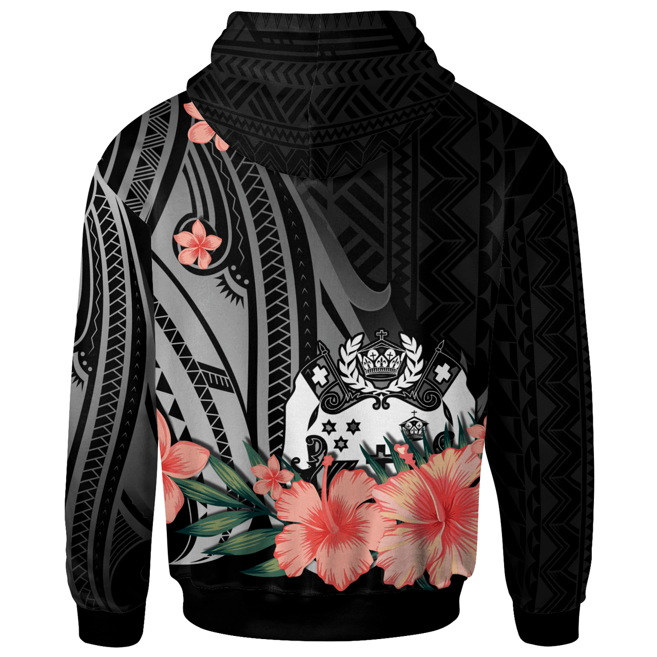 Tonga Personalised Custom Hoodie -  Polynesian Hibiscus Pattern Style