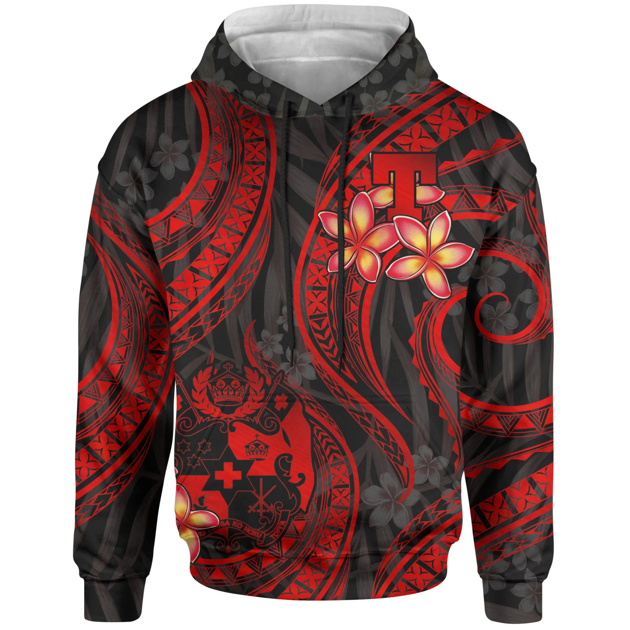 Tonga Polynesian Hoodie - Red Plumeria