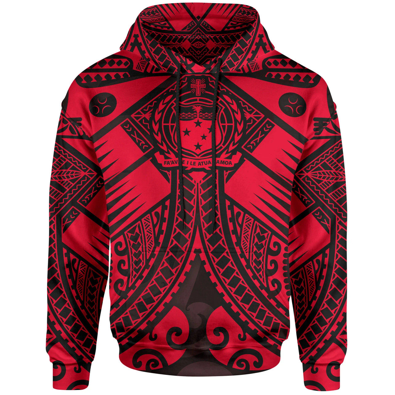 Samoa Polynesian Hoodie - Samoa Red Seal with Polynesian Tattoo