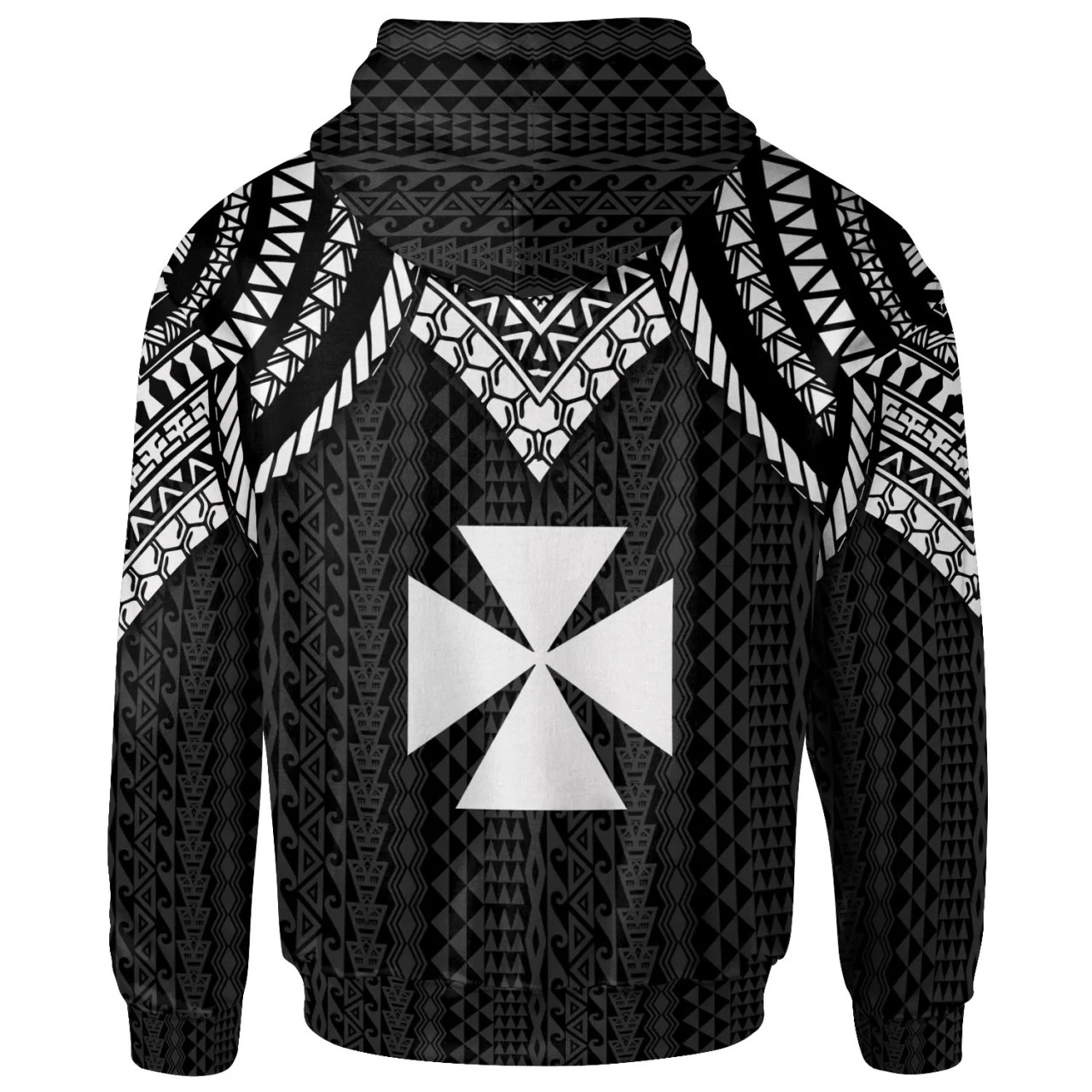 Wallis And Futuna Custom Personalised Hoodie - Polynesian Armor Style Black