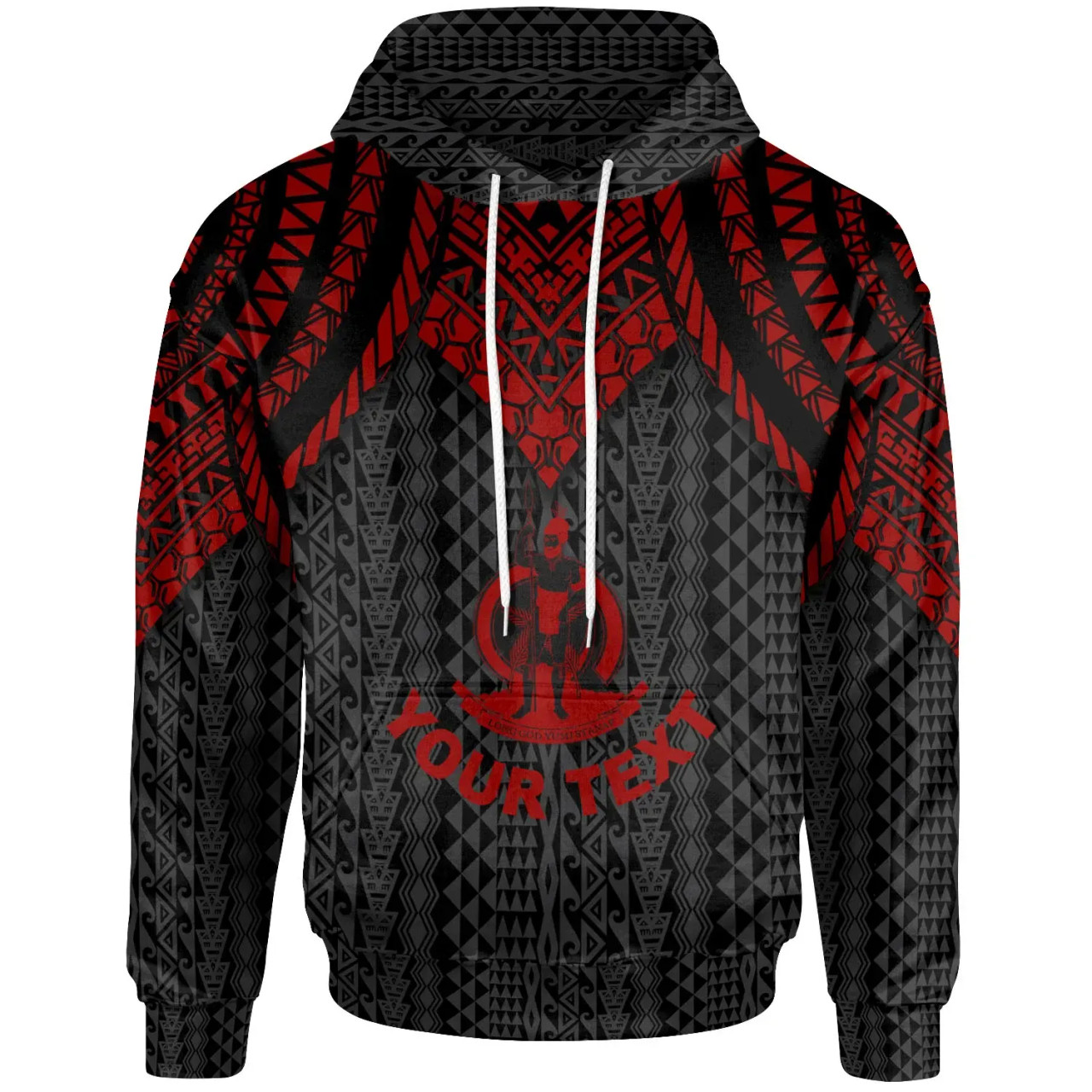 Vanuatu Custom Personalised Hoodie - Polynesian Armor Style Red