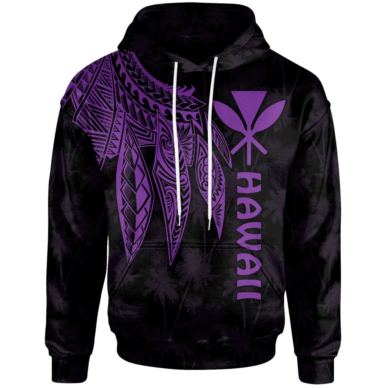 Polynesian Hawaii Kanaka Maoli Hoodie - Polynesian Wings (Purple)