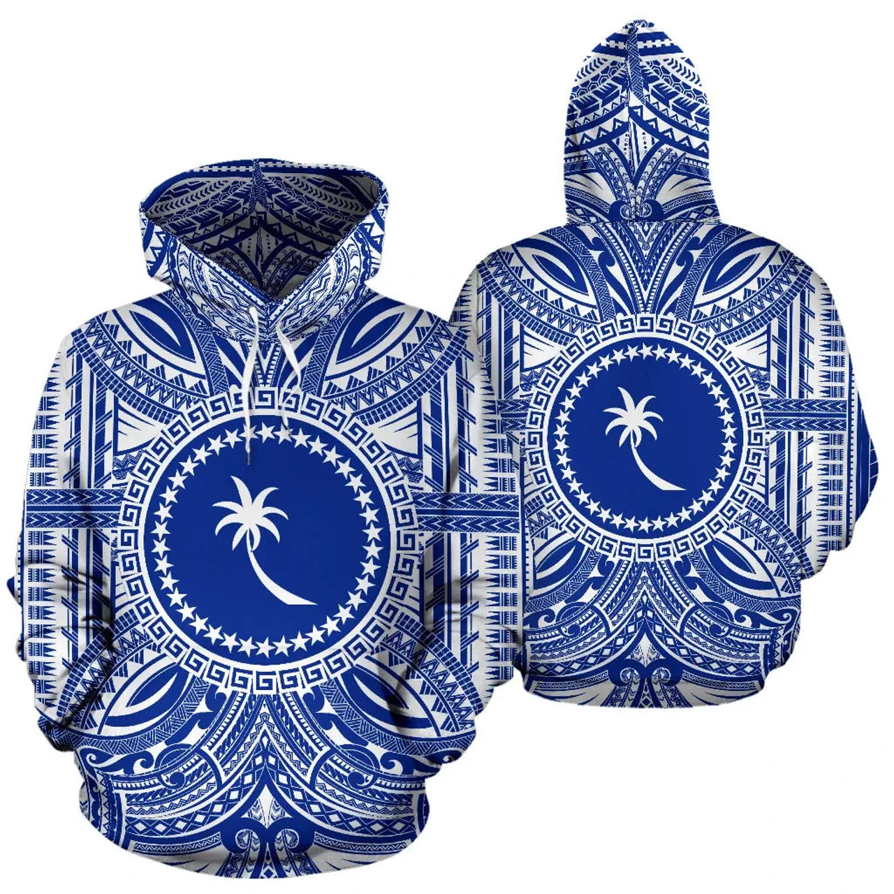 Chuuk ll Over Hoodie - Chuuk Coat Of rms Polynesian Flag Color