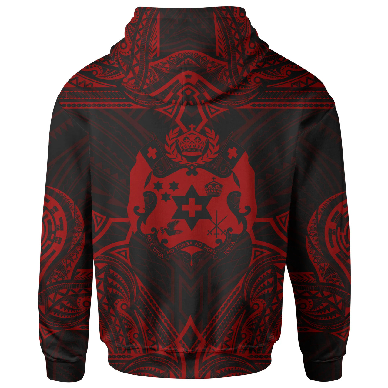 Tonga Custom Personalised Hoodie - Coat Of rms With Patterns Red Color