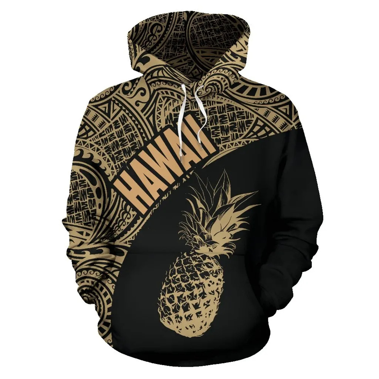 Hawaii Hoodie - Hawaii Pineapple Polynesian Tattoo Gold Version