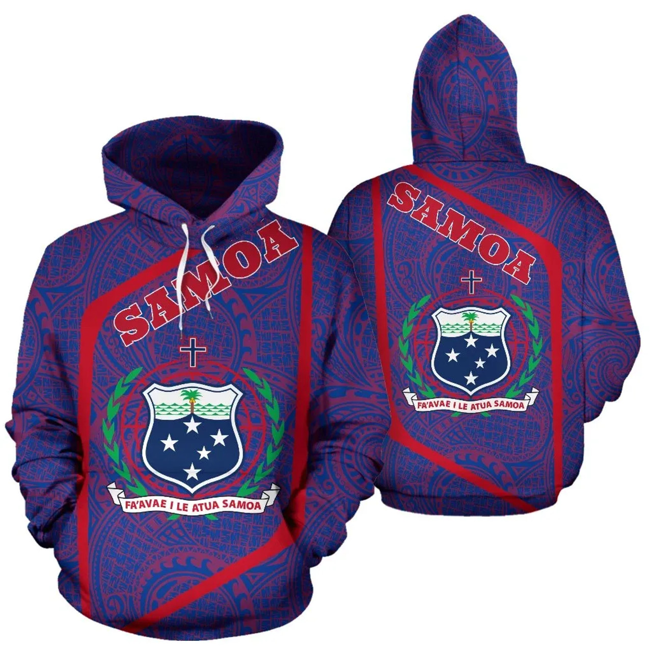 Samoa Hoodie - Samoa Coat Of Arms Polynesian Tattoo Style