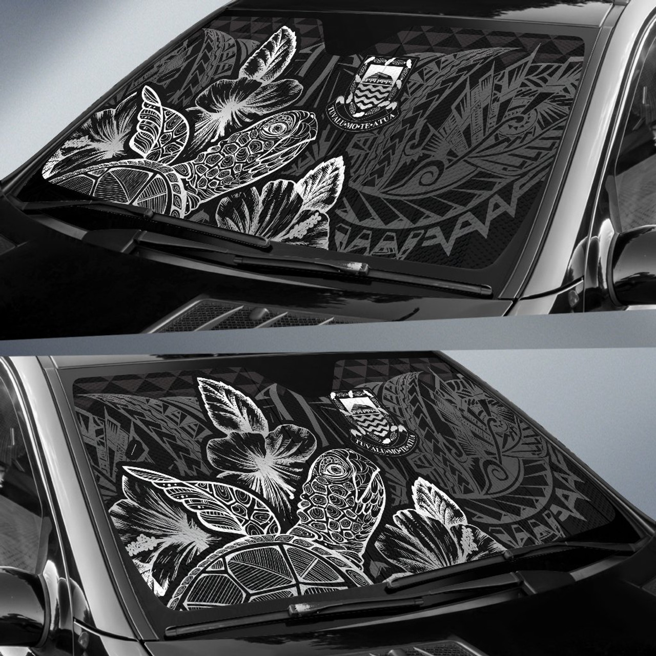 Tuvalu Auto Sun Shades Turtle Hibiscus Black