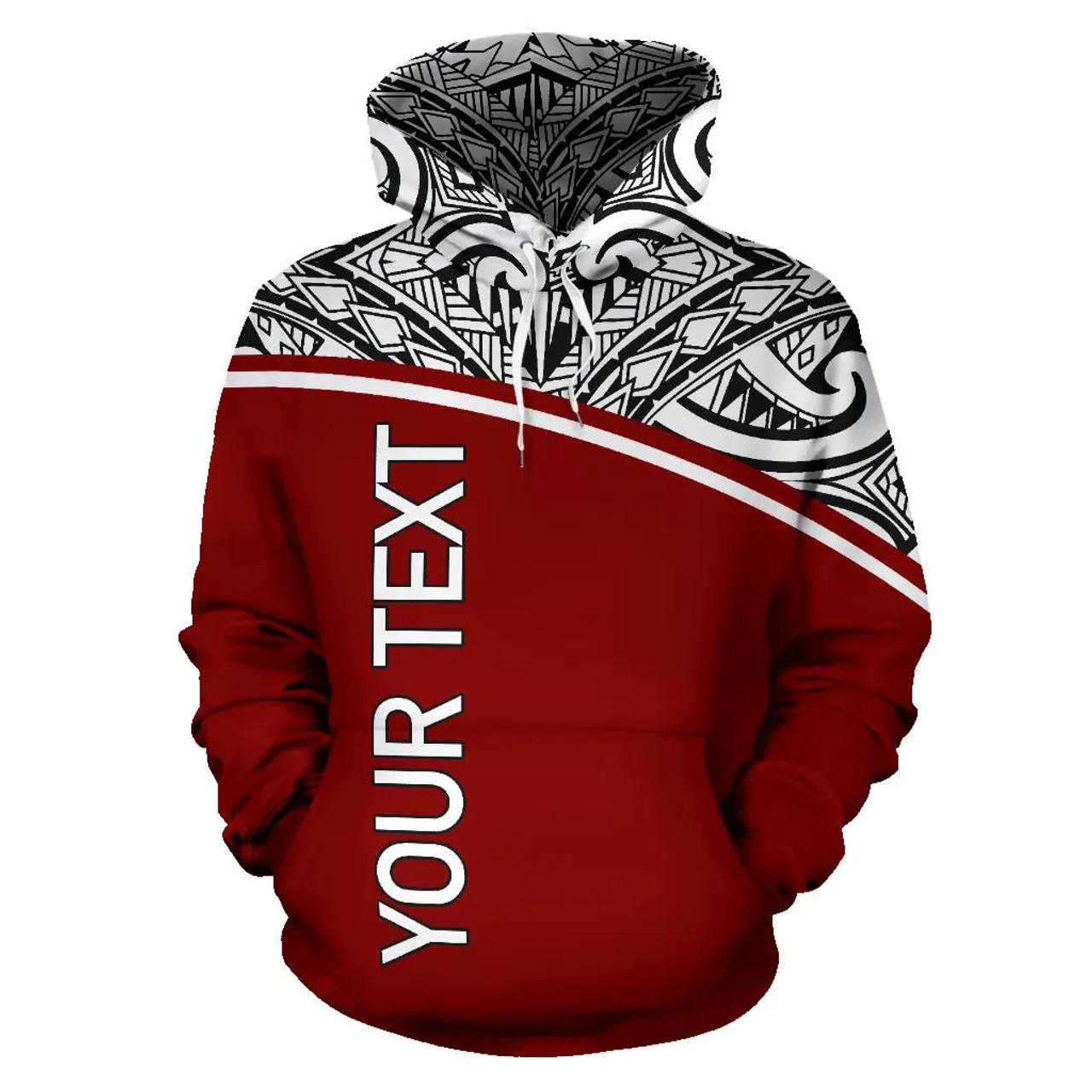 Tuvalu Polynesian Personalised Custom Hoodie Curve Red