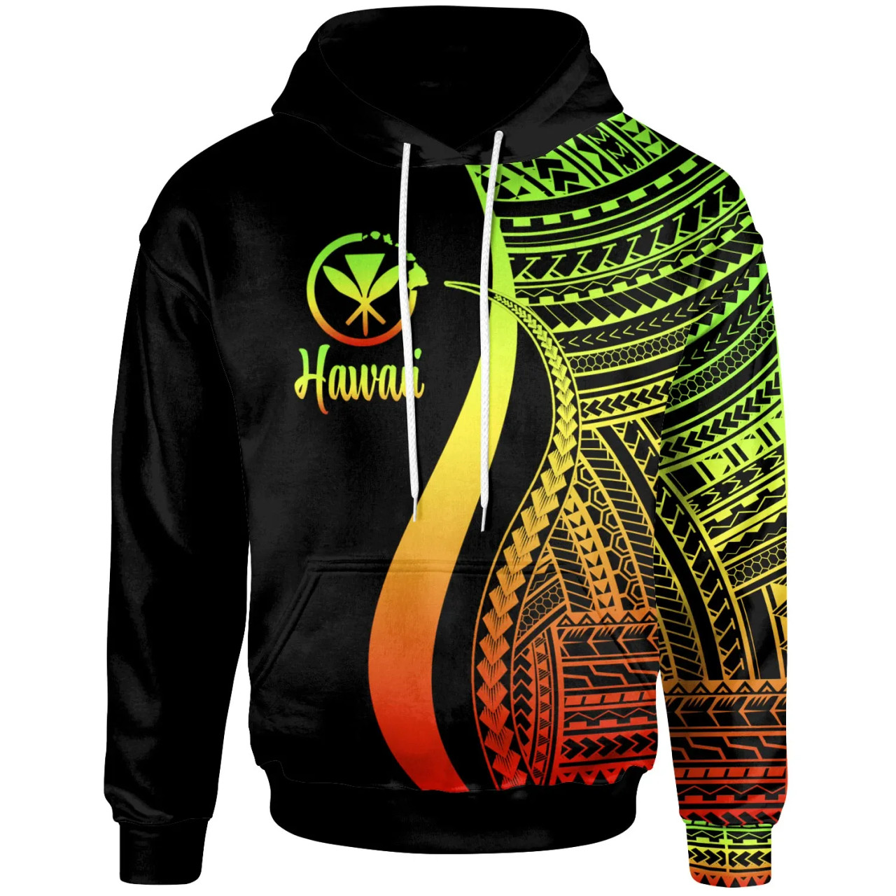 Hawaii Hoodie Reggae - Tentacle Tribal Pattern