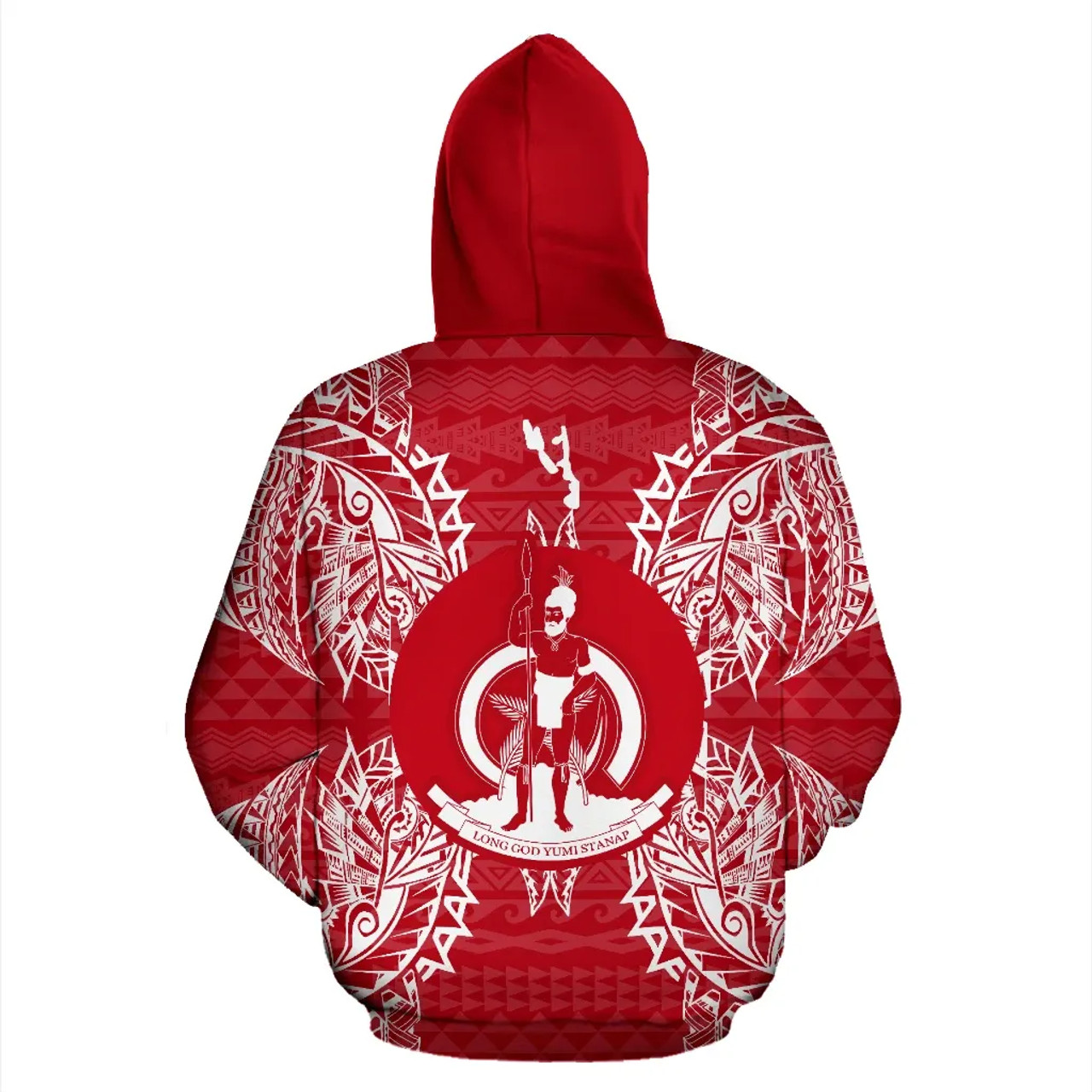 Vanuatu Polynesian ll Over Hoodie Map Red White