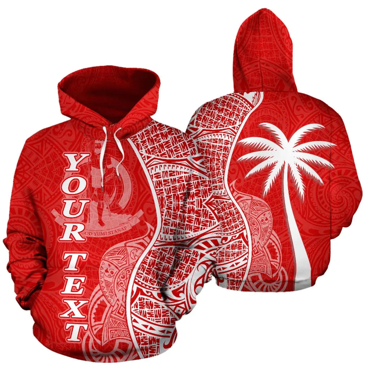 Vanuatu Polynesian Custom Personalised Hoodie Coconut Red White