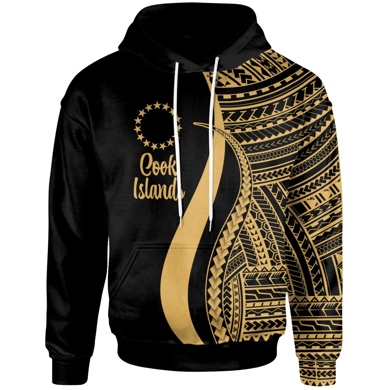 Cook Islands Hoodie Gold - Tentacle Tribal Pattern
