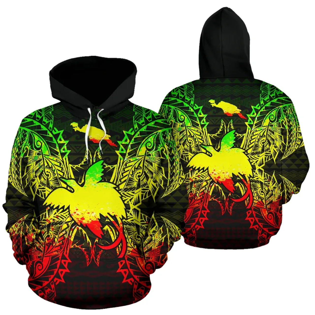 Papua New Giunea Polynesian ll Over Hoodie Map Reggae